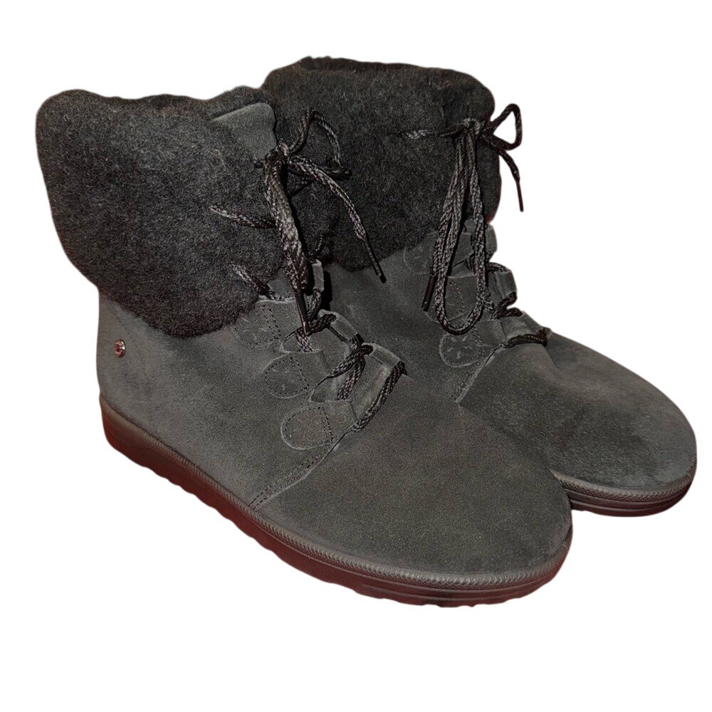 ABEO Imelda Black Suede and Shearling Ankle Boots, Women's Size‎ 10, EUC